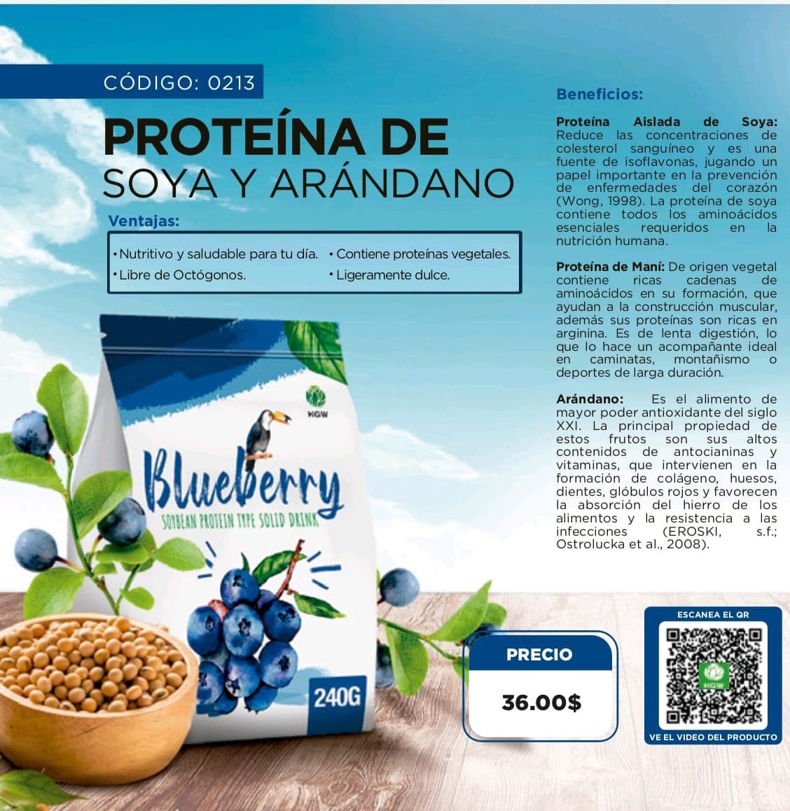 Proteina de Soya y Arandanos